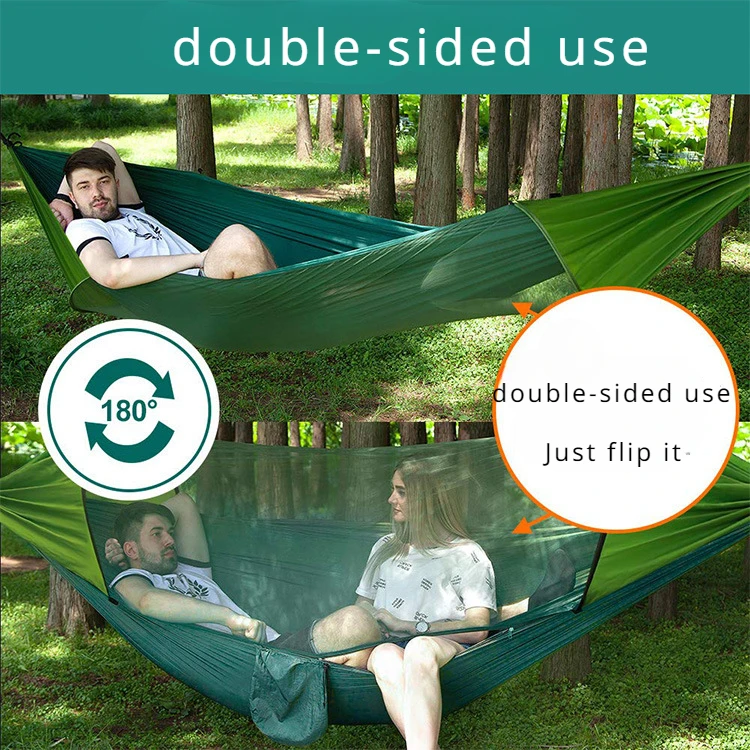 

Double Hammock Outdoor Anti-mosquito Sunshade Quick-open Rocking Bed Off The Ground Anti-rollover Single Camping Swing