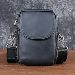 Bolsa tiracolo de ombro único para homens, bolsa de couro masculina, mochila de negócios vertical, couro de vaca, casual, nova