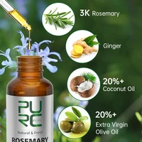 PURC-aceite de Romero para hombre y mujer, productos para el crecimiento del cabello, jengibre, anticaída, crecimiento rápido, aceites espesos, tratamiento del cuero cabelludo, cuidado del cabello