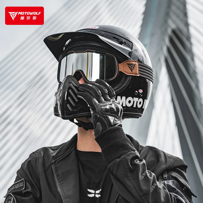 MOTOWOLF Vintage Motorcycle Goggles Color Plated Lens Motocross Glasses Sking Off Road Dirt Bike ATV Riding Helmet Goggles