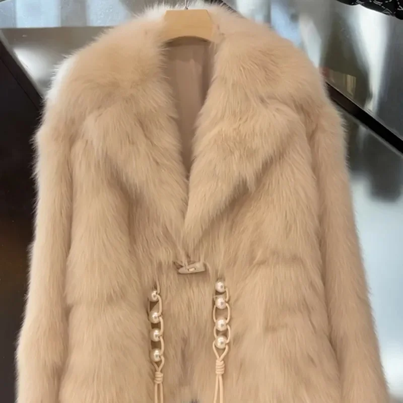 Inverno senhoras cor sólida pele topos casaco 2025 high-end moda feminina solta de pelúcia outwear coreano feminino lazer jaqueta de pele do falso