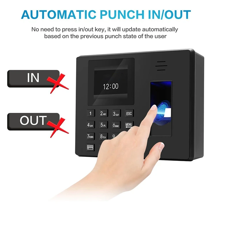 Hot Salefingerprint Clock Finger Scanning And PIN Punch In One, No Monthly Fee Deduction Lunch Time Editor Lacks Punch
