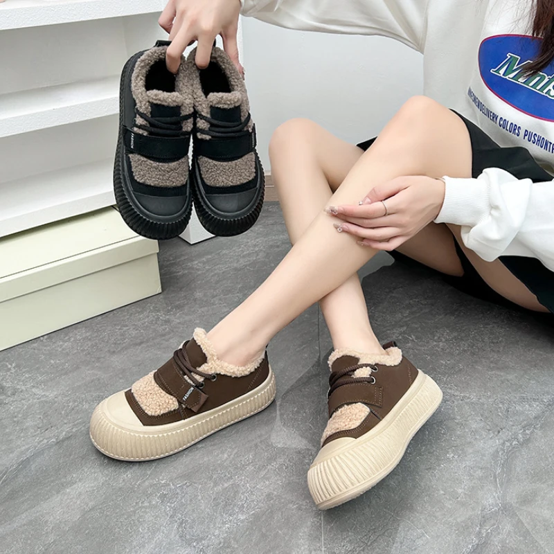 Winter Shoes for Women Casual Sports Warm Flats Sneakers Ladies Comfort Plus Plush Low Top Vulcanised Padded Shoes Footwear