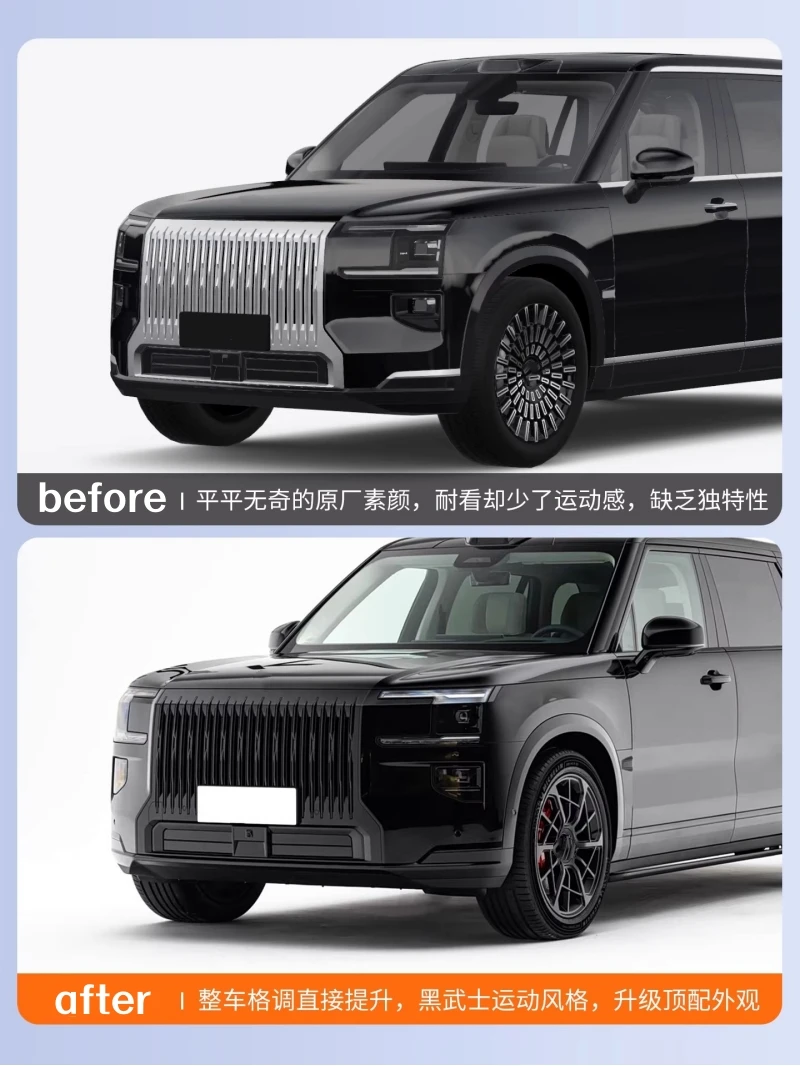 For ZEEKR 9X Modified Grille Frame Door Handle Body Trim Front Rear Bumper Trim Car Black Exterior Body Kit