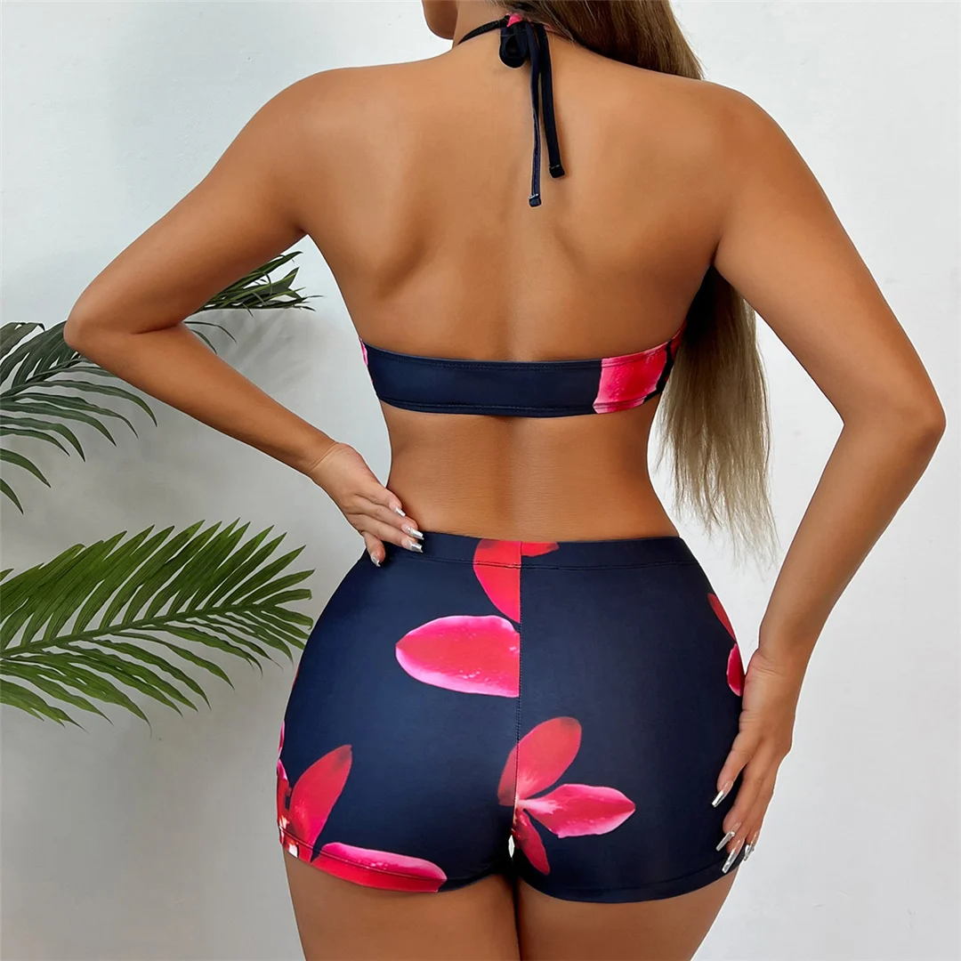 S - XL Langarm-Bikini mit Blumenmuster, Damen-Badeanzug, dreiteiliges Bikini-Set, Damen-Bademode, Badeanzug, Schwimmanzug V7232 – Detail 7
