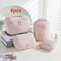 4pcs/set Corduroy Cosmetic Bag Portable Handbag Velvet Large-capacity Storage Bag Multifunctional Lipstick Bag