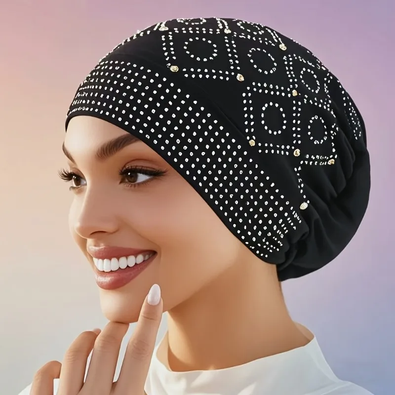

Women's Fashionable -encrusted Headscarf Hat, Retro Fashion Hat, Chemotherapy Hat
