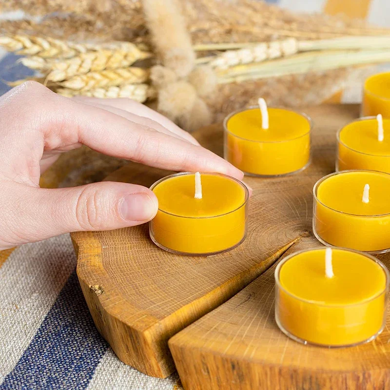 6/12Pack Beeswax Honey Candles for Ritual Tealight Candles Church Prayer Religous Prayer Candles Wholesale Decor Party Birthday