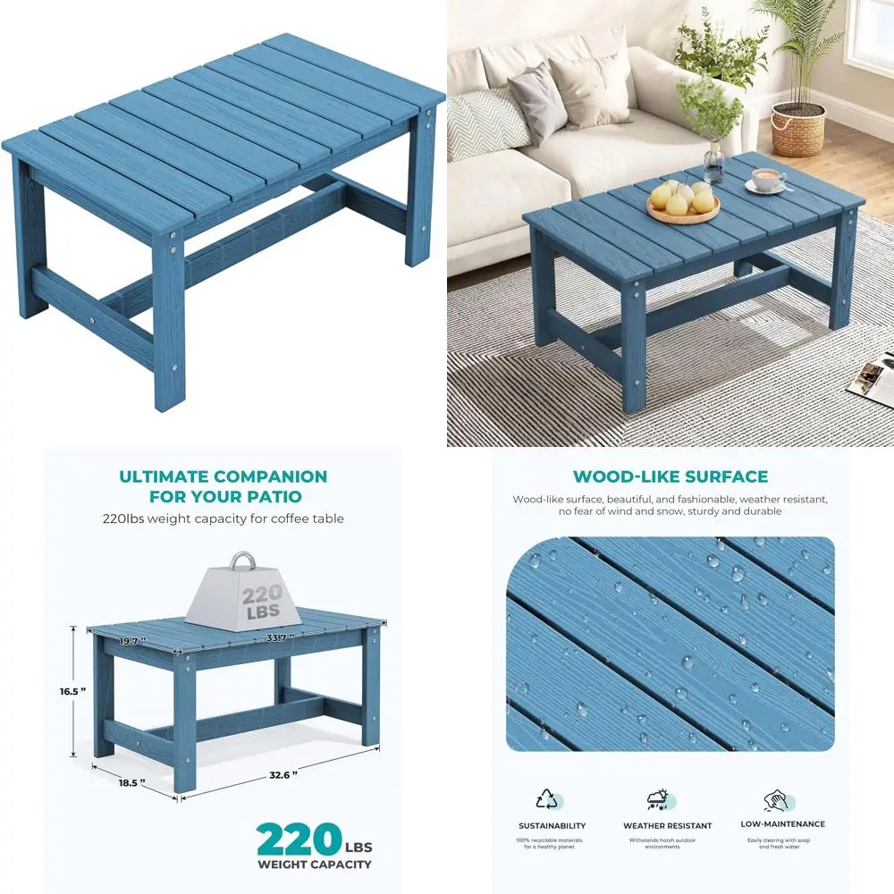 

Navy Blue High-Density Polyethylene Outdoor Patio Coffee Table