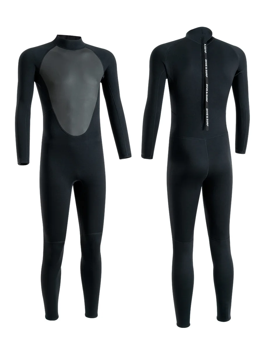 Roupa de mergulho masculina de neoprene, 5mm, corpo inteiro, mangas compridas, zíper traseiro, peça única, maiô completo para mergulho, natação, surf