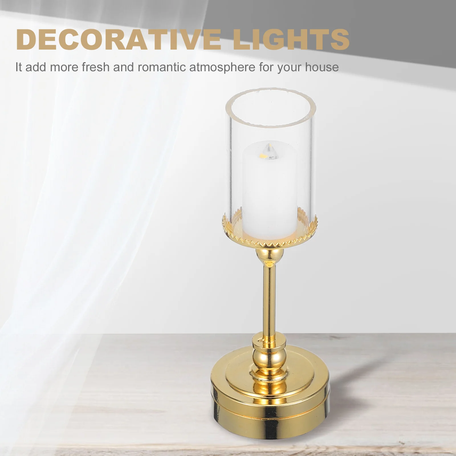 Table Lamp Dollhouse Miniature Model Bedside Light for DIY Furniture LED 1050X250X150CM Decor Golden Delicate Floor Child