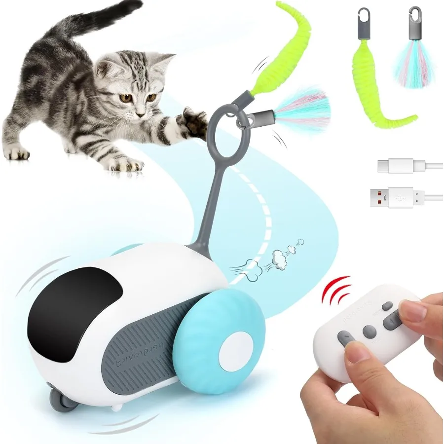 Turbo Tail 5,0 juguete para gatos con Control remoto con 2 modos de juguete interactivo para gatos de interior obstáculo inteligente automático Avoidae Cat To