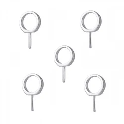 5pcs 925 Sterling Silver Round Glue On Pendant Eye Pin Bail fit Half-drilled Pearls Charm Pendant Connector for Necklace Making