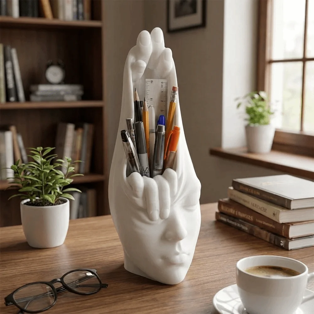 3D Printed Human Face Vase Creative Blindfolded Design Abstract Face Vase Modern Abstract Plastic Figure Sculpture Vase