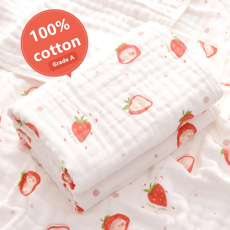 

Baby Bath Towel Muslin Cloth Kids Bathrobe Child Blanket Wrap for Newborn Infant Toddler Boys Girls Gauze Cotton 110*110cm