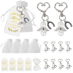 OurWarm Wedding Angel Keychain Favors Gifts for Wedding with Thank You Cards Christening Favors Baby Shower Party Decorations