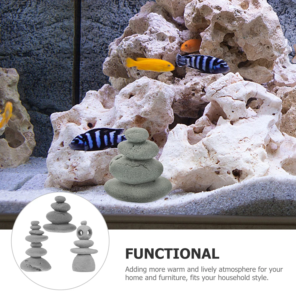 

3pcs Simulated Stacked Stone Ornaments Wear Resistant Home Garden Landscape Decor Desktop Micro Rockery Tank Sand Table