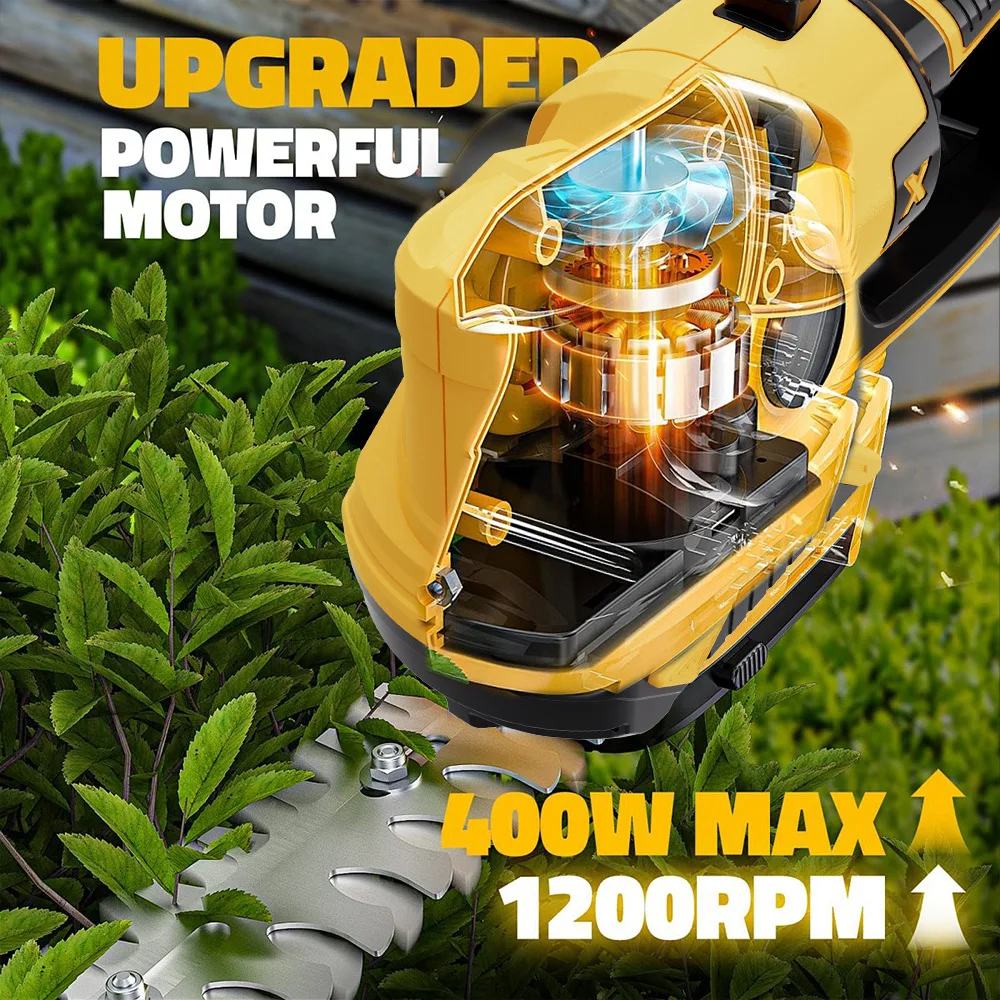 2 in 1 Handheld Hedge Trimmer Electric Battery Pruning Shears Grass Trimmer Lawn Mower Gardening Tools for DeWalt 20V Battery