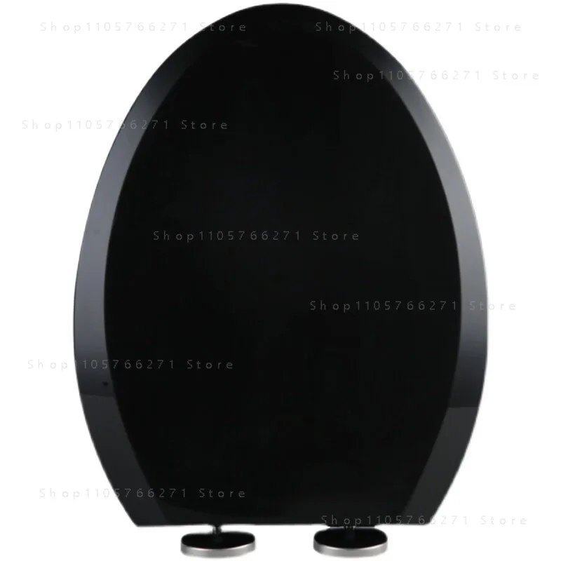 Universal Black Soft Close Toilet Seat, Thickened Quiet Hinges for Old V U Shape Round Bowl Replacement Cover