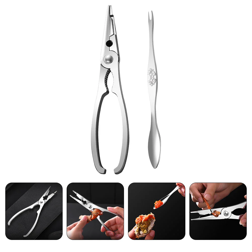 

Nutcracker Crab Claws and Needles Peeling Tool Eating Gadget Silver Opening Handheld Scissor