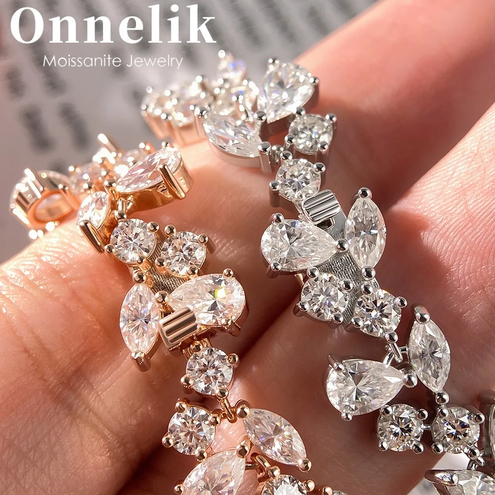 

Onnelik S925 Sterling Silver Rose Gold Plated 0.5CT Moissanite Tennis Bracelet for Women Fine Jewelry Wedding/Engagement Gift