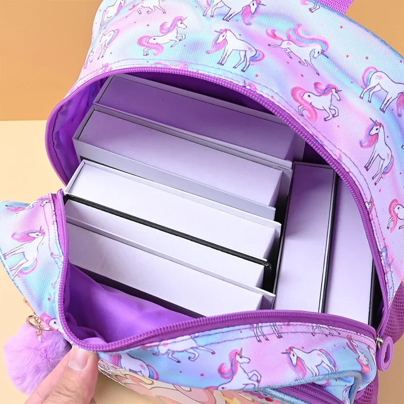 3Pcs Kid's Sequins Unicorn Backpacks Girls School Backpack with Lunch Pencil Bag Cute Travel School Bookbag Christmas Kids Gift