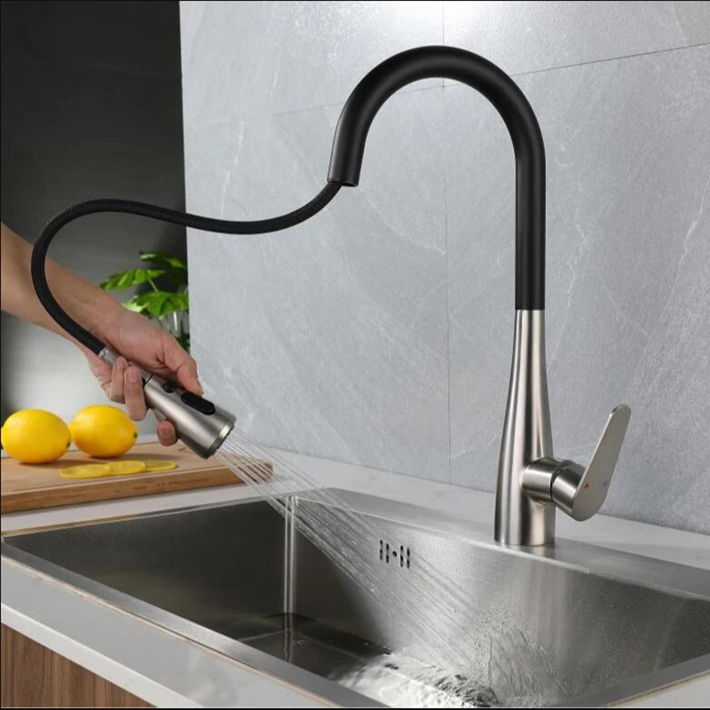 New Fashion Style 304 Kitchen Pull Faucet Hot And Cold Pull Kitchen Faucet Wash Fruit And Vegetable Faucet Sink Pull Faucet