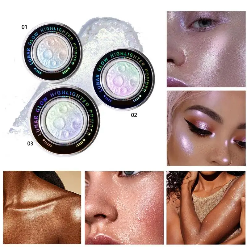 Planet Highlighter Powder Face Highlighter Palette Multichrome Glitter Shimmer Highlighter Makeup Fairy Powder Shimmer Highlight