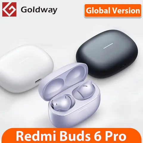 Global Version Xiaomi Redmi Buds 6 Pro Earbuds 55dB Active Noise Cancellation 480mAh Battery Bluetooth 5.3 TWS Earphone Headset