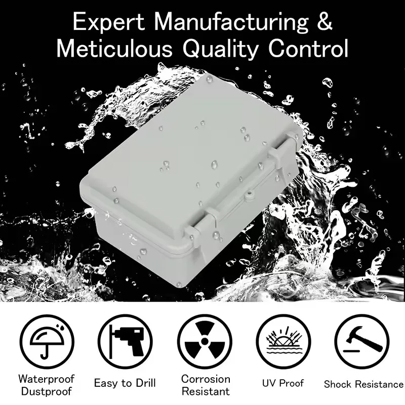 Weatherproof Junction Box Electricity Connections Box Project Gray/Transparent Cover Battery Compartment Electronic Enclosure