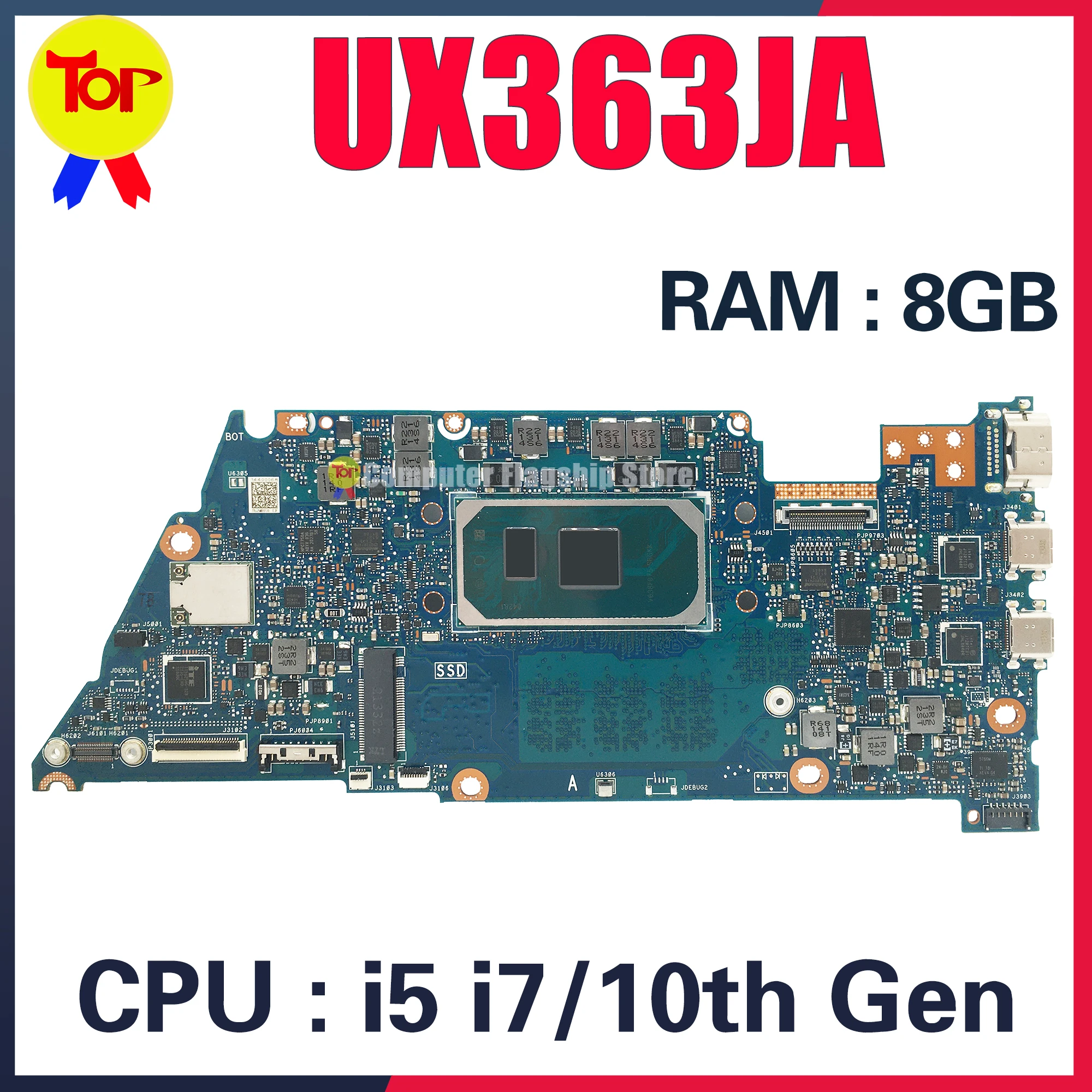 

KEFU UX363JA Mainboard For ASUS Zenbook Flip 13 UX363 BX363JA RX363JA UXF3000JA Laptop Motherboard I5 I7 10th Gen 8GB/RAM