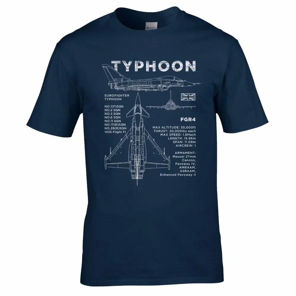 Euro Fighter Typhoon Blueprint T-Shirt - Aircraft Raf Fgr4 Plane Design Homme 2019 New Hip-Hop Cotton Leisure Street Wear Shirt