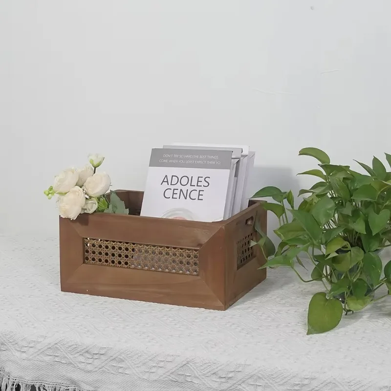 Aufbewahrungskorb aus gewebtem Massivholz, Schreibtisch-Organizer für Snacks, Kosmetika, verschiedene Gegenstände, Heimaufbewahrung und Organisation