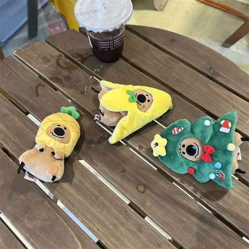 Adorabile portachiavi con cappuccio animale in peluche Set artigianale fai-da-te Forniture regalo di Natale Pendenti accessori per cappello da bambola fatti a mano per decorazioni festive