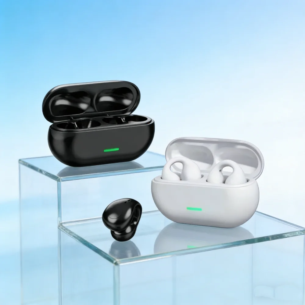 Fone Bluetooth Headset 5.3 Wireless Air Conduction Headphones Clip Ear Music Noise Canceling HD Call Sports Gaming Earphone