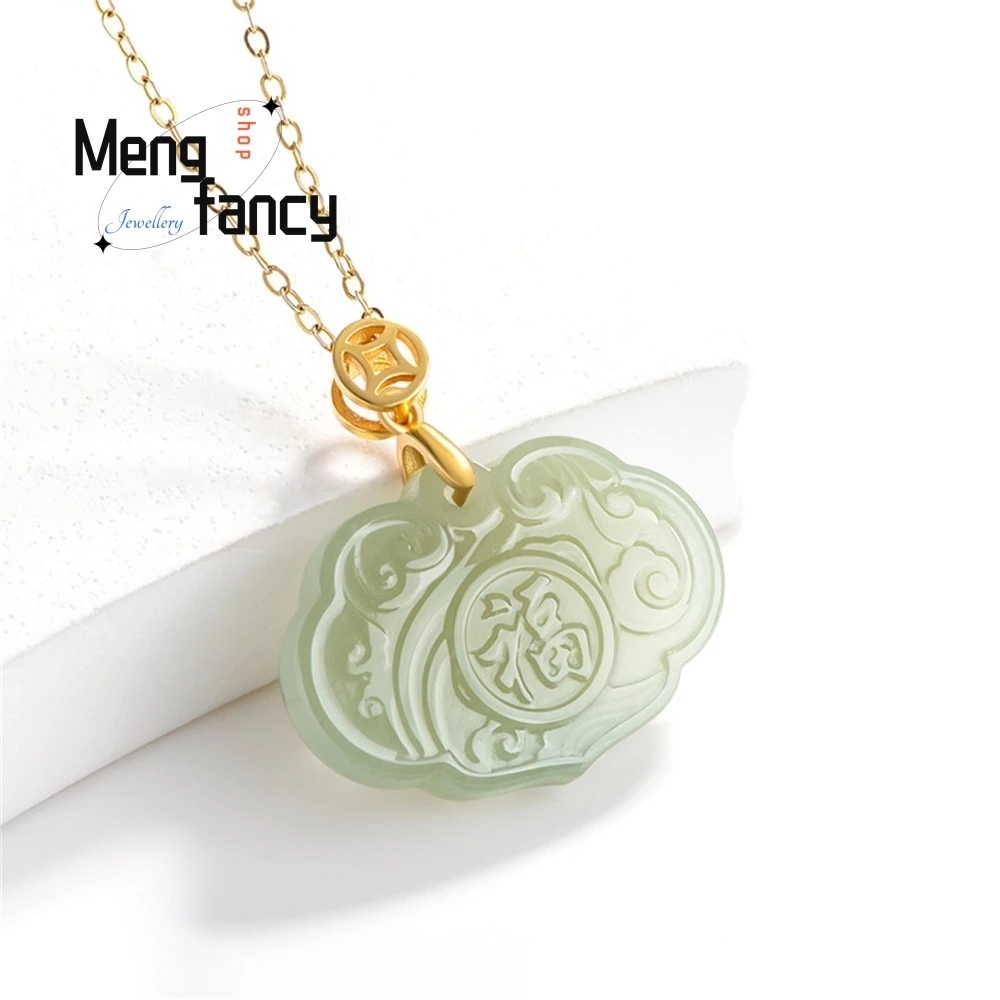 

Natural Old Materials Hetian Jade Qingyu Ruyi Pendant Authentic S925 Silver Inlaid Jade Pendant Men's Necklace Women's Fine
