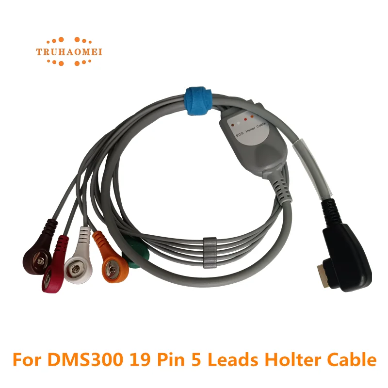 ECG Holter Cable 19 Pin HDMI USB 5 Leads 7 Leadwires 12 Lead Snap 4.0 For DMS300-3A DMS-300 4A DM Software Multi-Diag Recorder