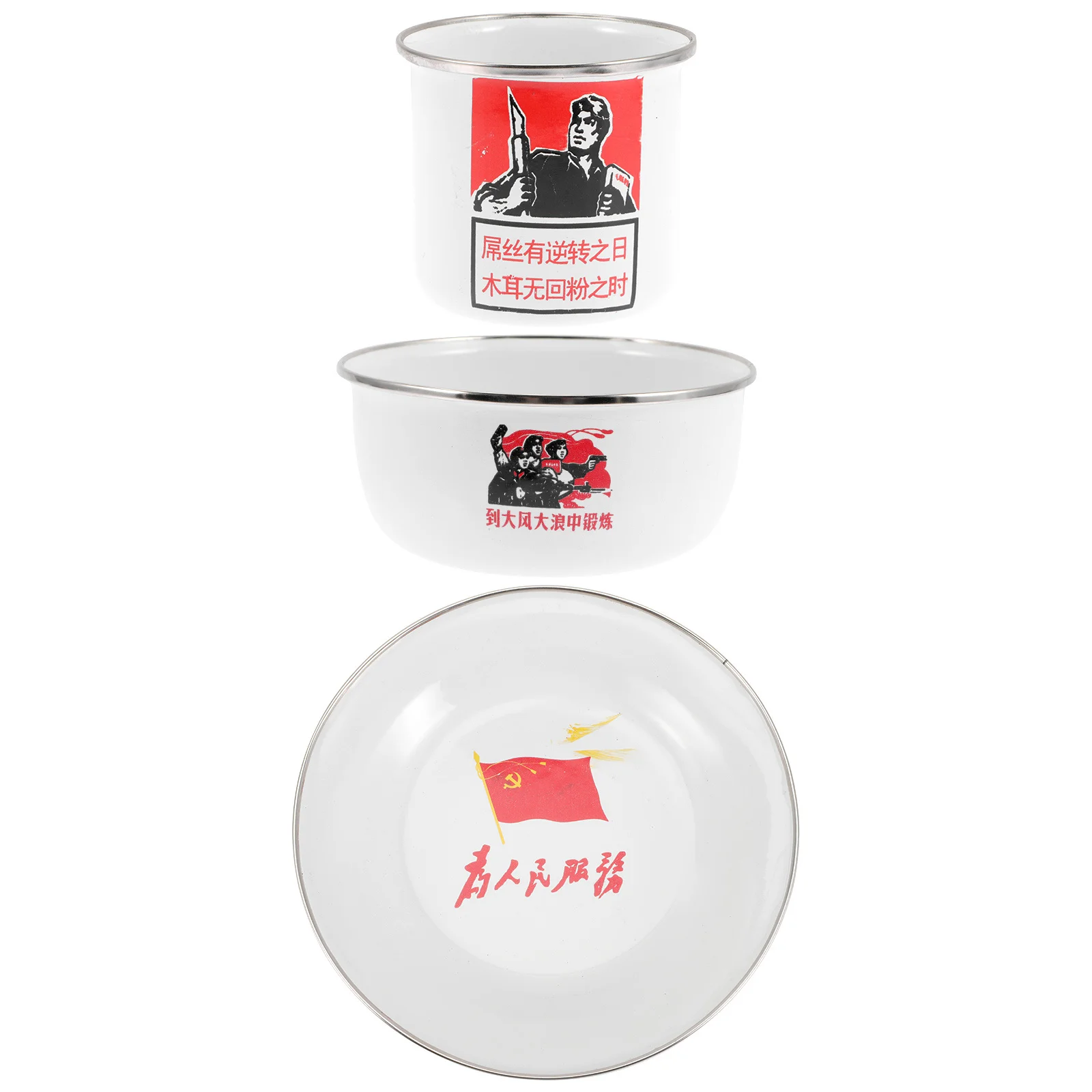 

1Set Enamel Dinnerware Set Long Lasting Texture Noodle Bowl Cup Dish Home Hotel Gift Creative Design Food Plate