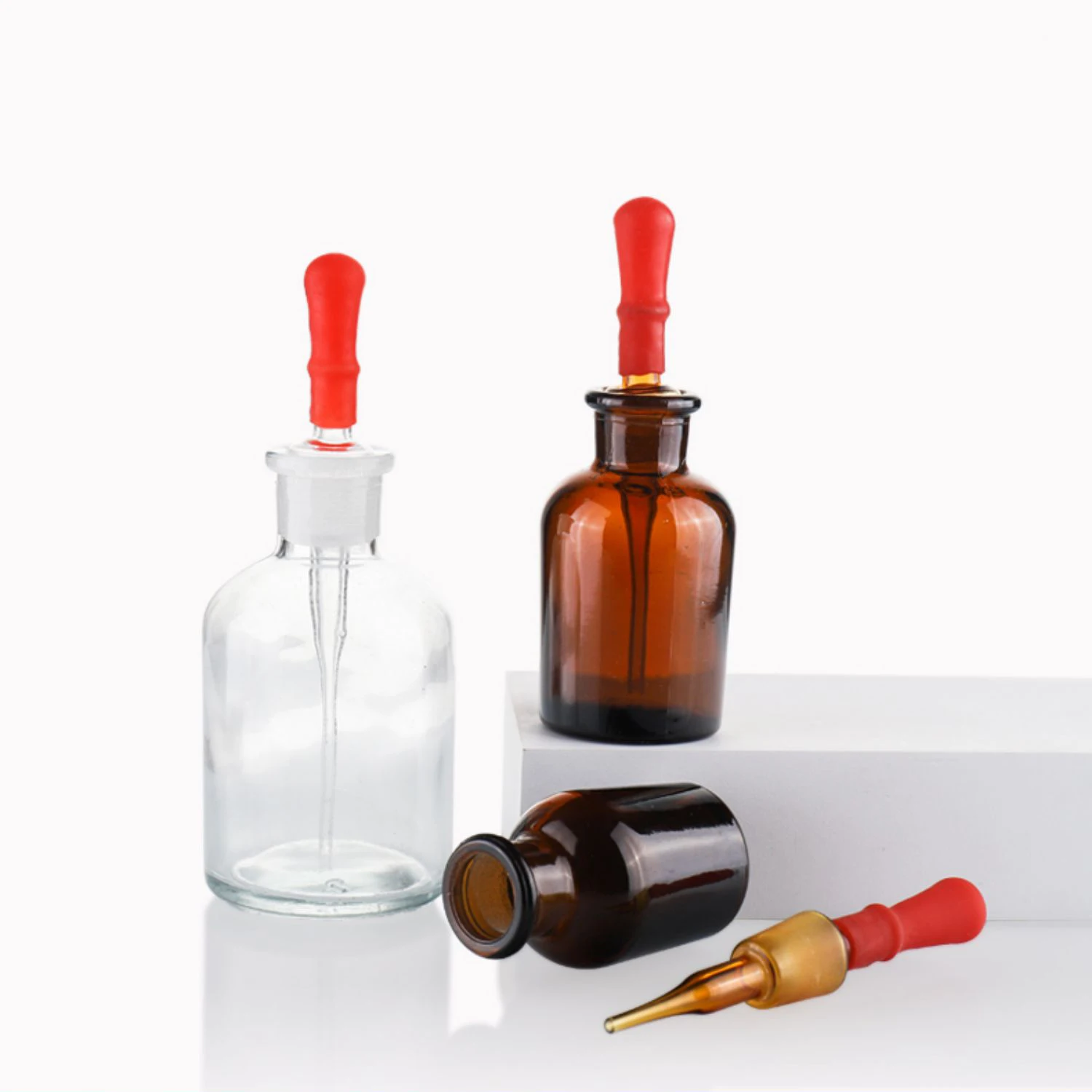 Glass drop bottle Transparent/brown reagent bottle With glue head 125ml 60ml 30ml Frosted bottle mouth