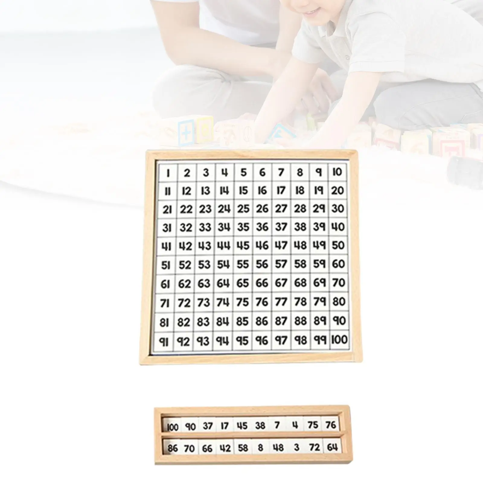 Houten 1-100 Nummerbord Wiskunde Spellen Leermiddel Educatief Honderd Bordspel Speelgoed Voor Beginners Cadeau Leraar Benodigdheden