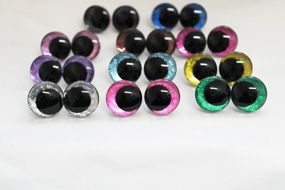 10pairs NEW hot sale  12mm 14 16 18 20 25 30mm  comical 3D glitter toy safety strange eyes  doll eyes eyes with hard washer-Q11