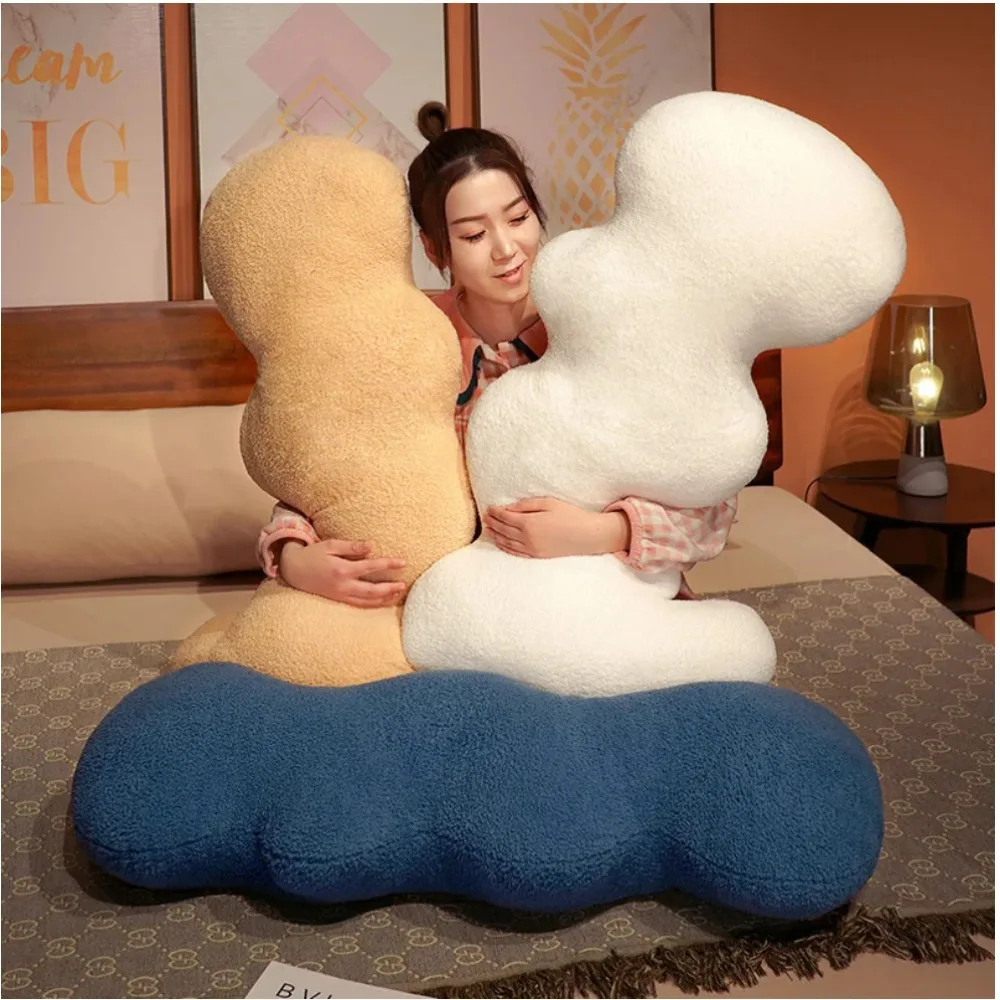 Nordic Style Home Sleeping Plush Toy Cushion New Candy Color L-shaped Wavy Long Pillow Chair Cushion