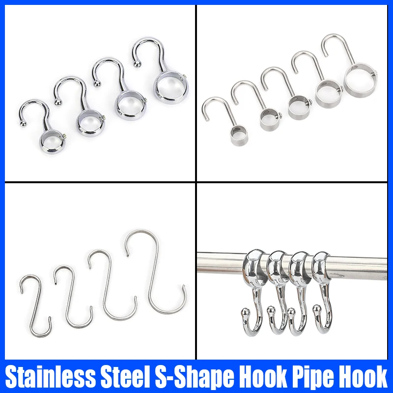 

2PCS Stainless Steel S-Shape Hook Round Pipe Hook Tube Rod Hook S Hanger Hook For Kitchen/Bathroom/Airing Clothes