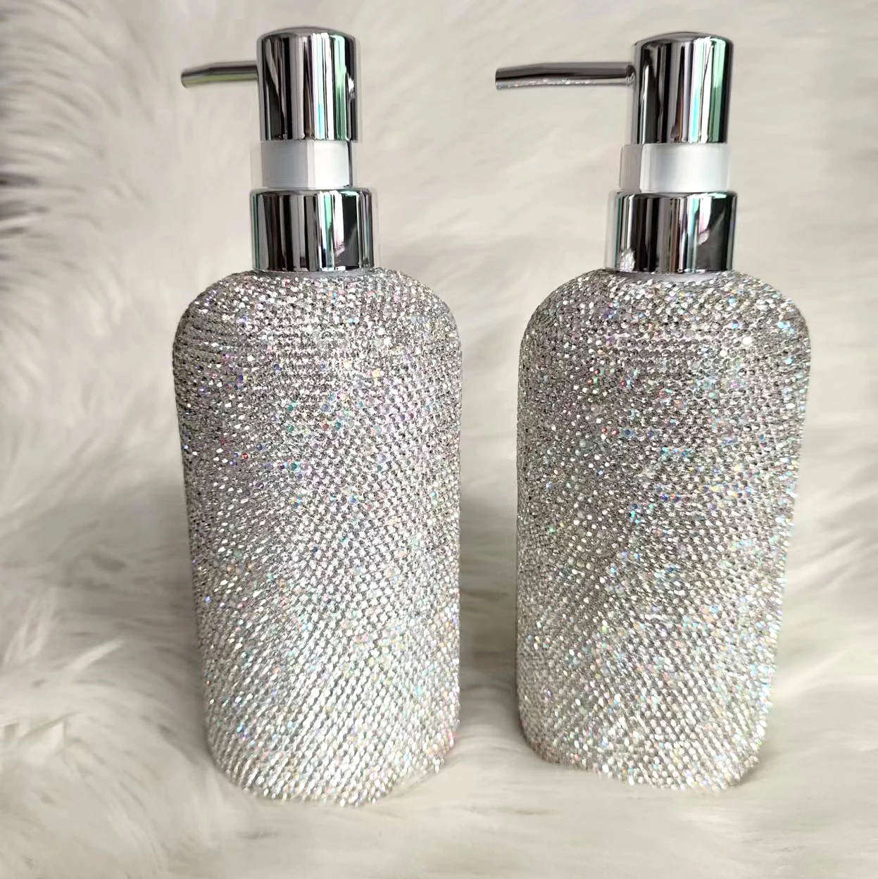 Rhinestones Soap Shampoo Dispenser Storage Bottle Shower Gel Empty Bottle Refillable Plastic Lotion Sanitizer Press Dispenser