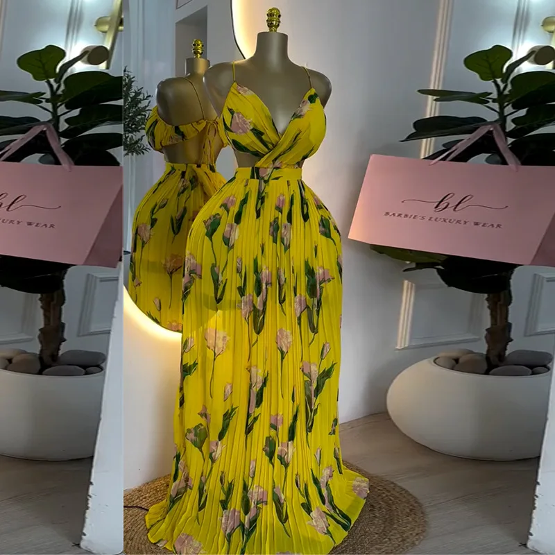 

Women's Floral Print Tulle Prom Dresses Spaghetti Strap Dress Sleeveless Summer Holiday Gown for Wedding Party Travel