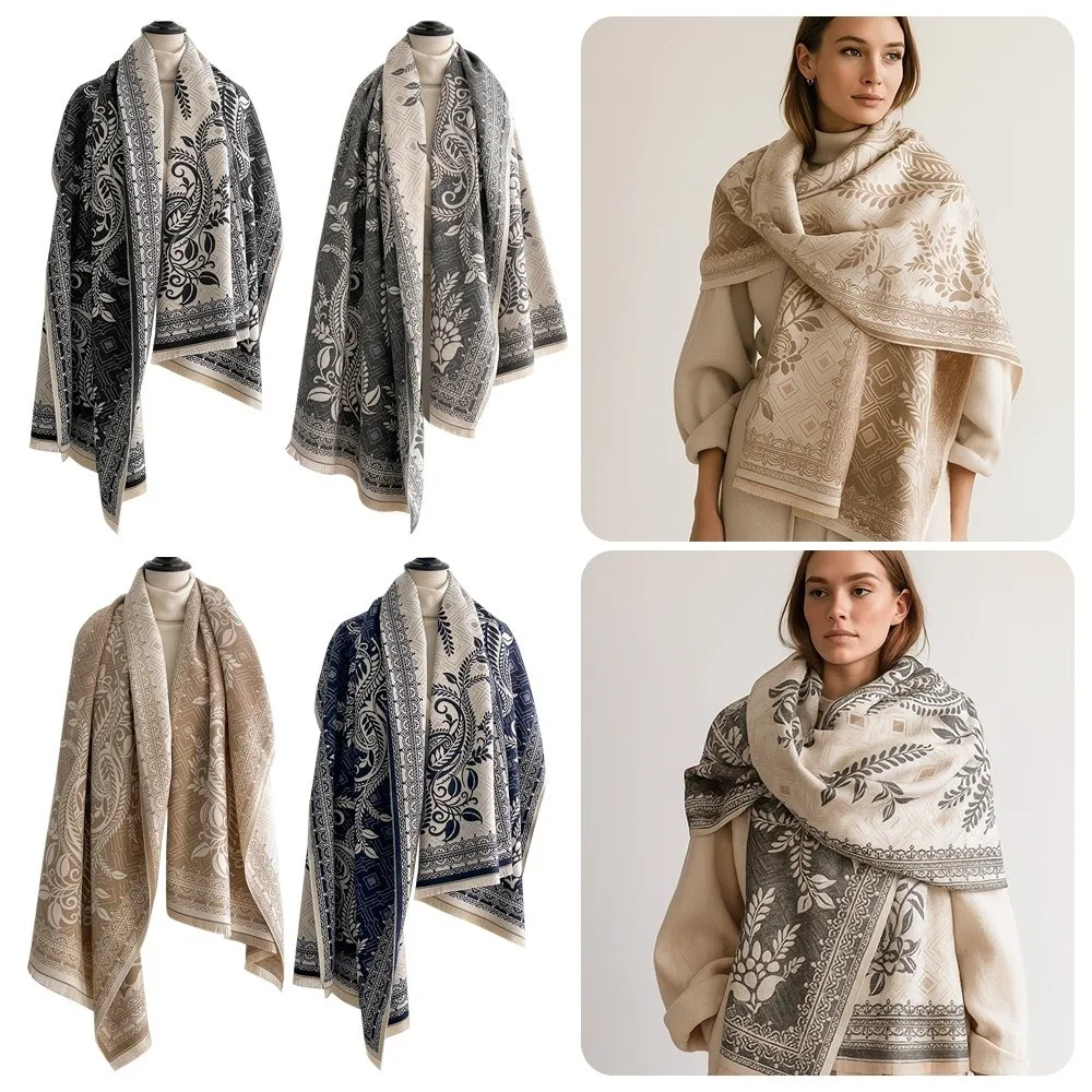 

Cozy Versatile Imitation Cashmere Scarf Elegant Luxury Pashmina Blanket Thick Windproof Female Shawl Winter Season