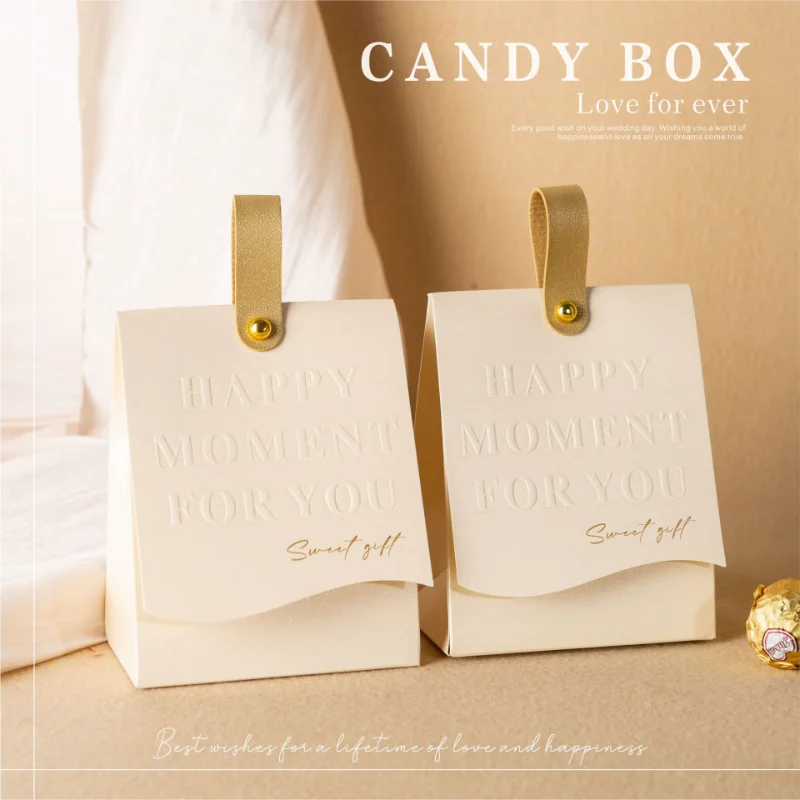 Gift Bags with Wooden Ring Champagne Candy Paper Bag Chocolate Gift Box Packaging Wedding Favor Gifts for Guests Birthday Party