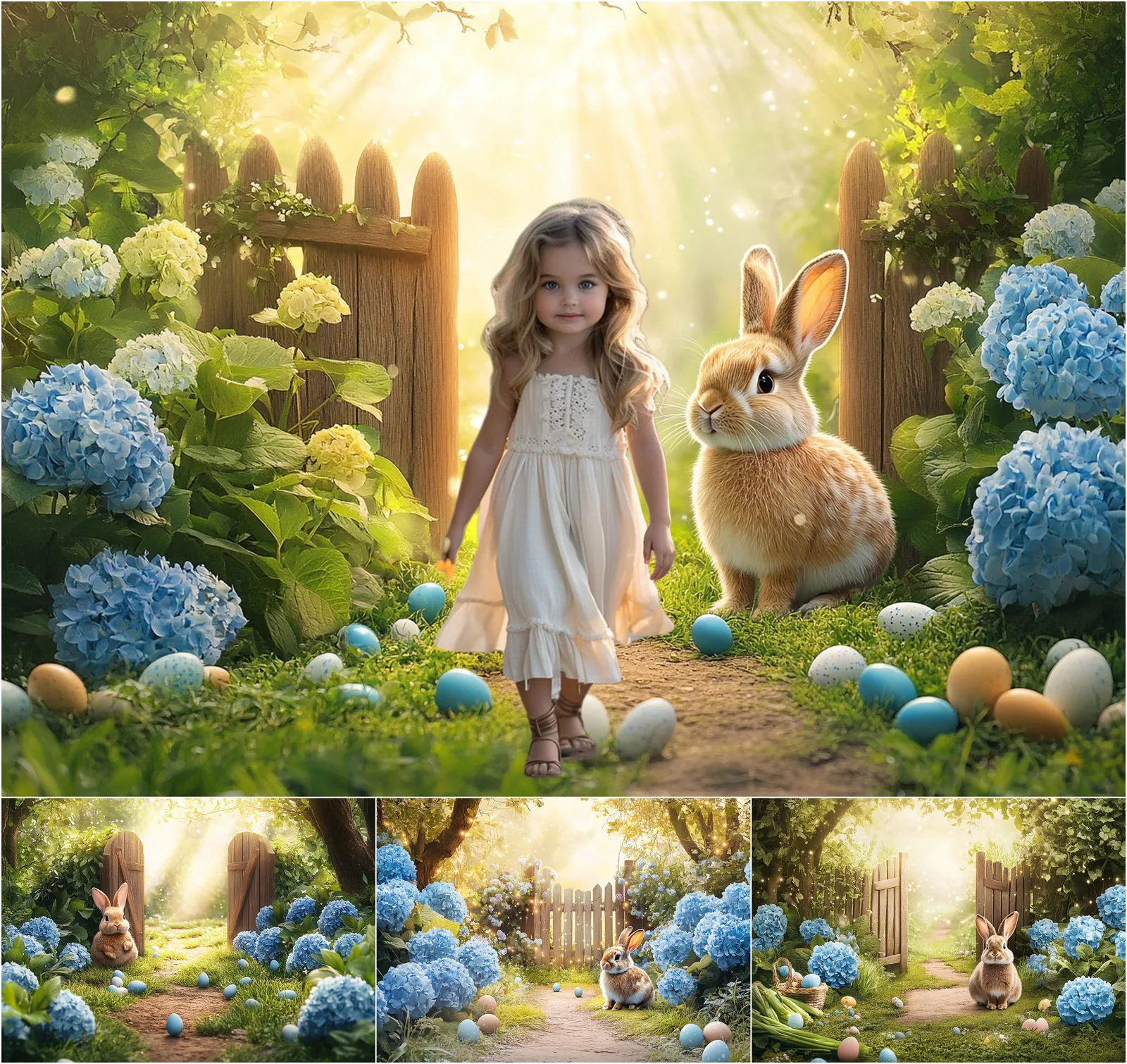 

Фон для фотосъемки Mehofond на Пасху, уличный деревянный забор, кролик, яйцо, гортензия, детский фотофон