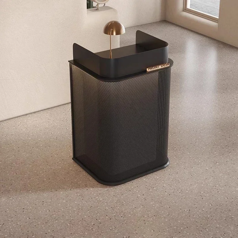 Small checkout page store reception desk front black restaurant welcome information guide paint customiz