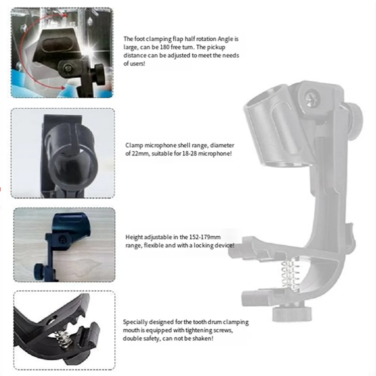 FFYY-مشبك ميكروفون، مشبك طبل، مشبك ميكروفون مقاوم للصدمات، حامل ميكروفون، حامل مقاوم للصدمات، ملحقات الأدوات